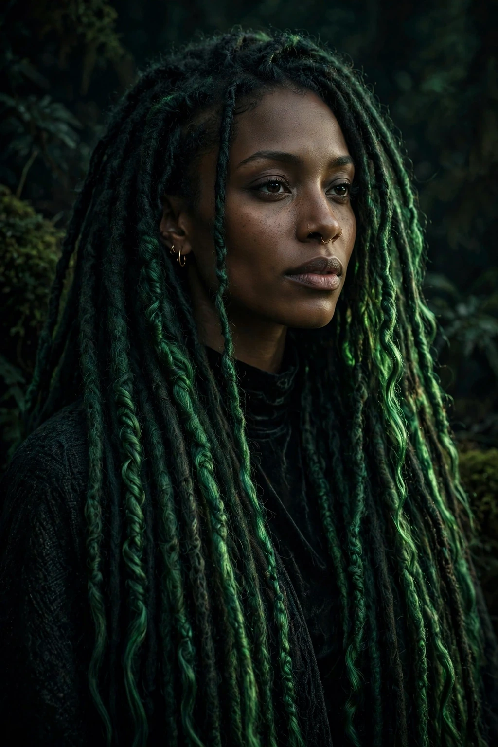 12. Fantasy Forest Green Long Locs