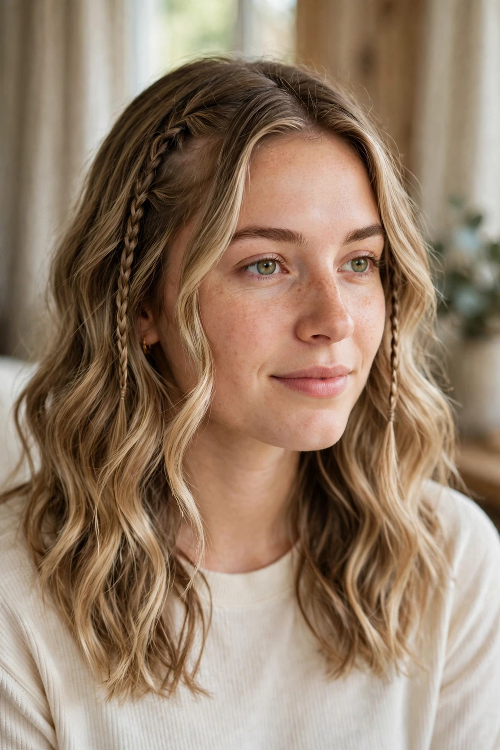 Baby Braids Hairstyles: 15 Beautiful Ideas to Try 17 15. Baby Braids on Medium Wavy Bronde Hair