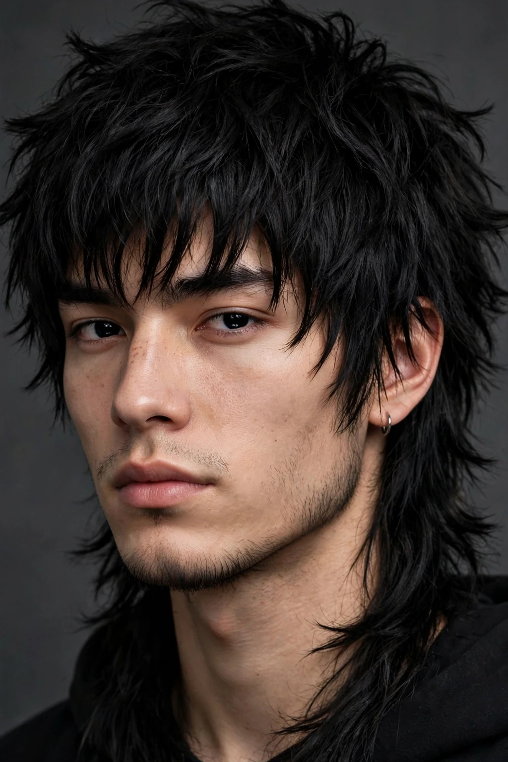 4. Choppy Wolf Mullet on Thick Black Hair