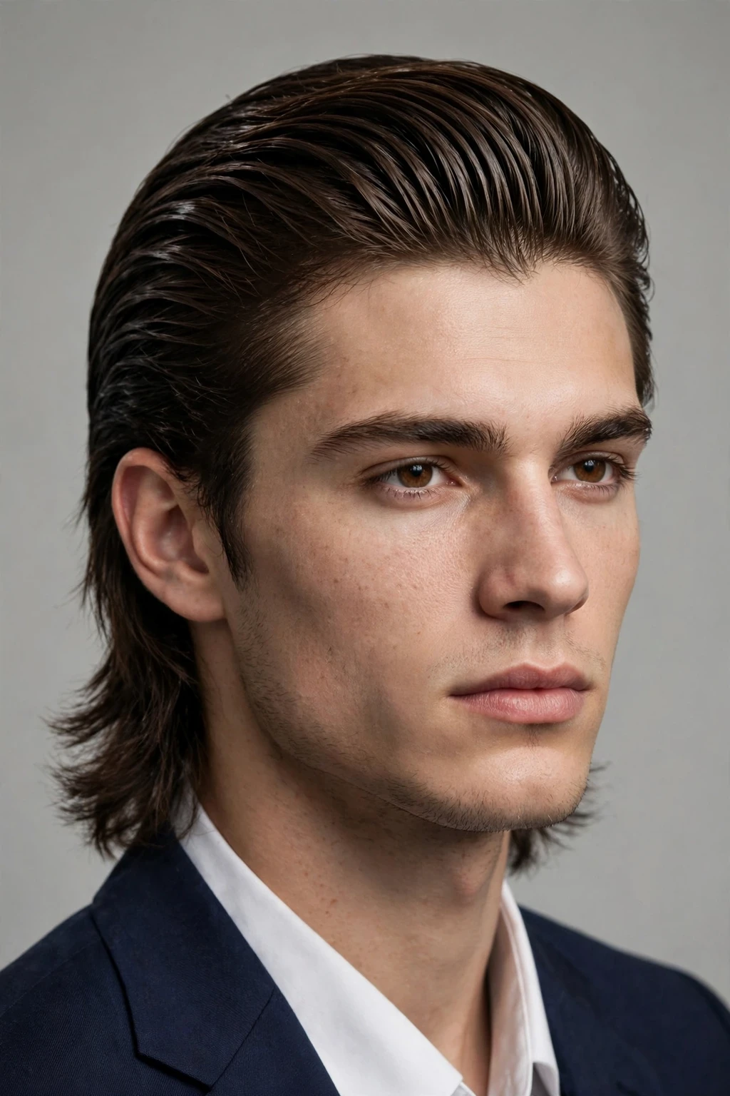 6. Slicked-Back Wolf Mullet