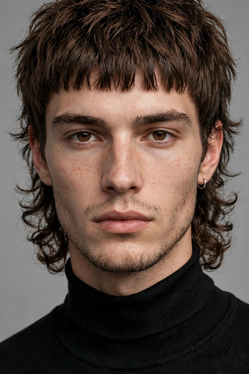 8. Textured Wolf Mullet With Curly Ends and Micro Bangs