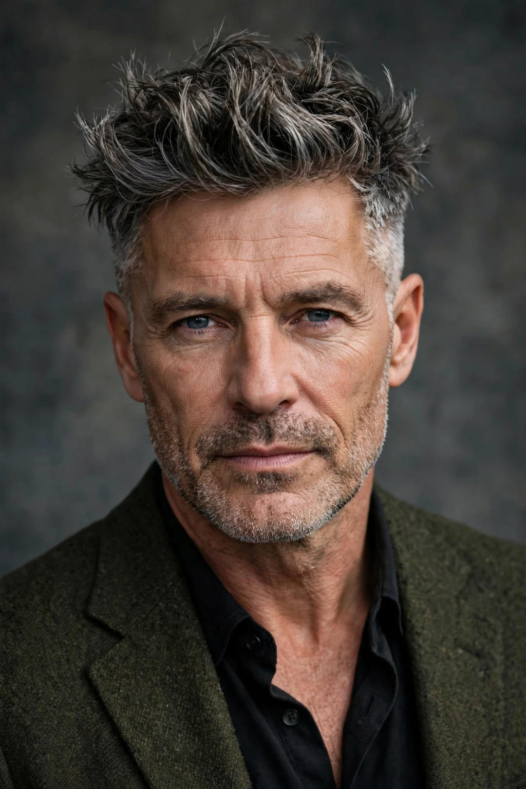 7. Salt and Pepper Messy Quiff