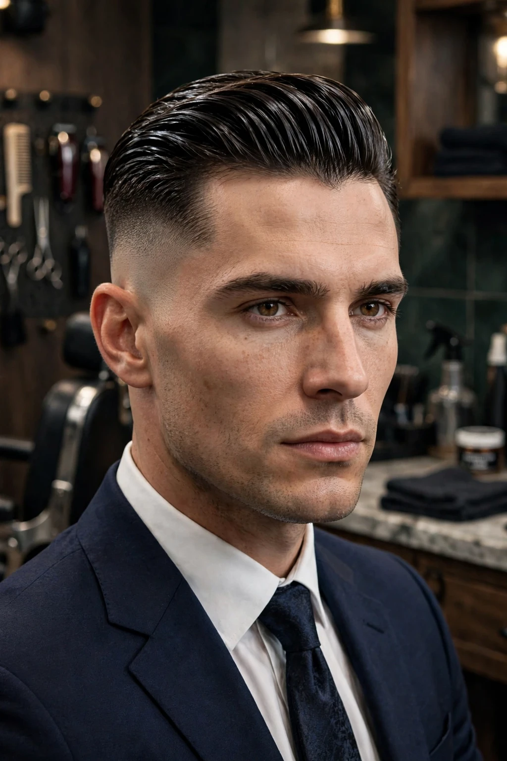 10. Bald Fade Slick Back Undercut