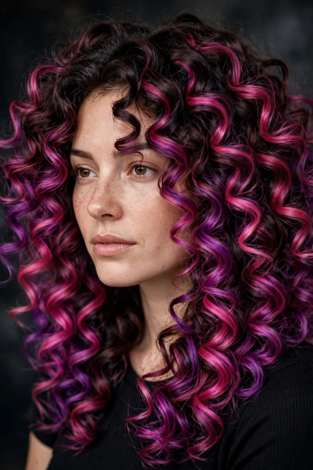 13. Magenta Balayage Curls