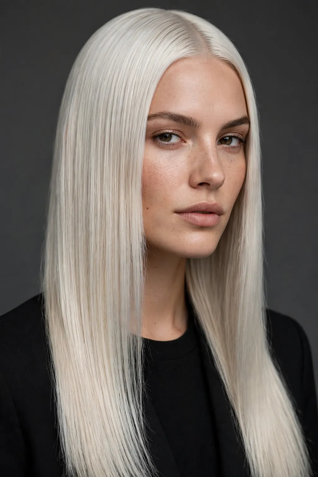 16. Bleached Blonde Sleek Straight Hair