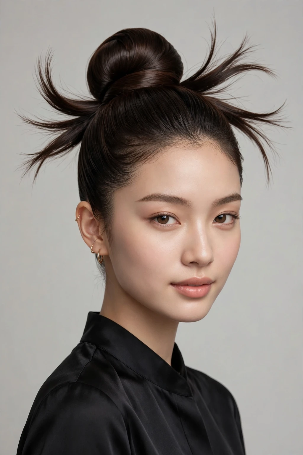 3. Sleek High Bun With Playful Flicks