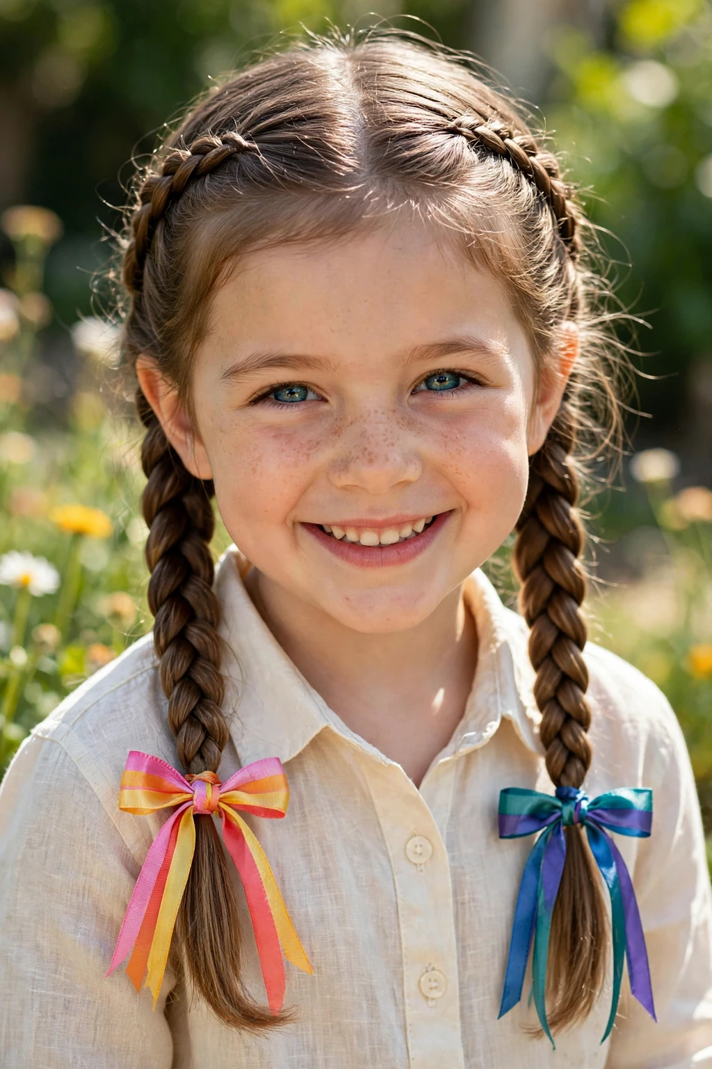 10. Sweet Three-Strand Braids for Little Girls