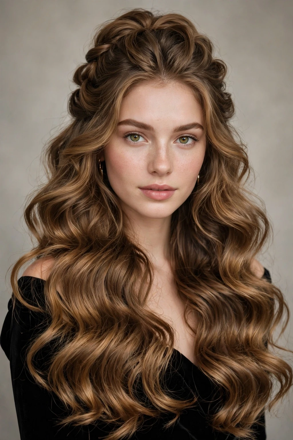 12. Long Wavy Half-Up Half-Down Look