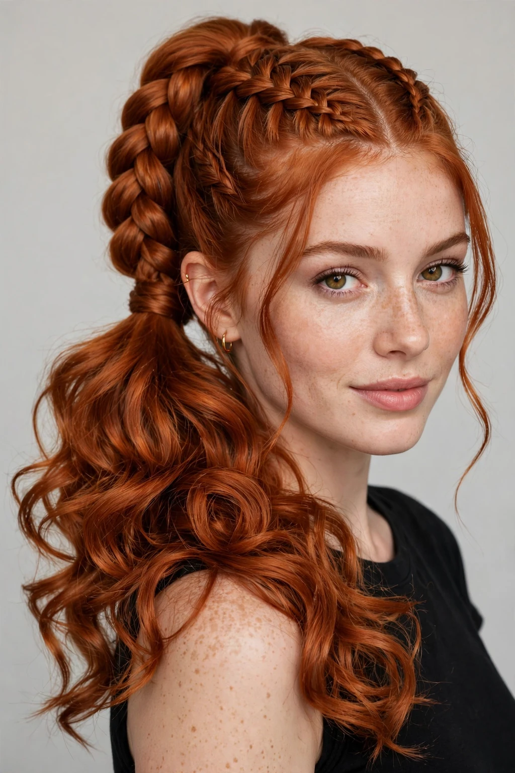 13. Dutch Braid Into a Ponytail on Ginger Hair