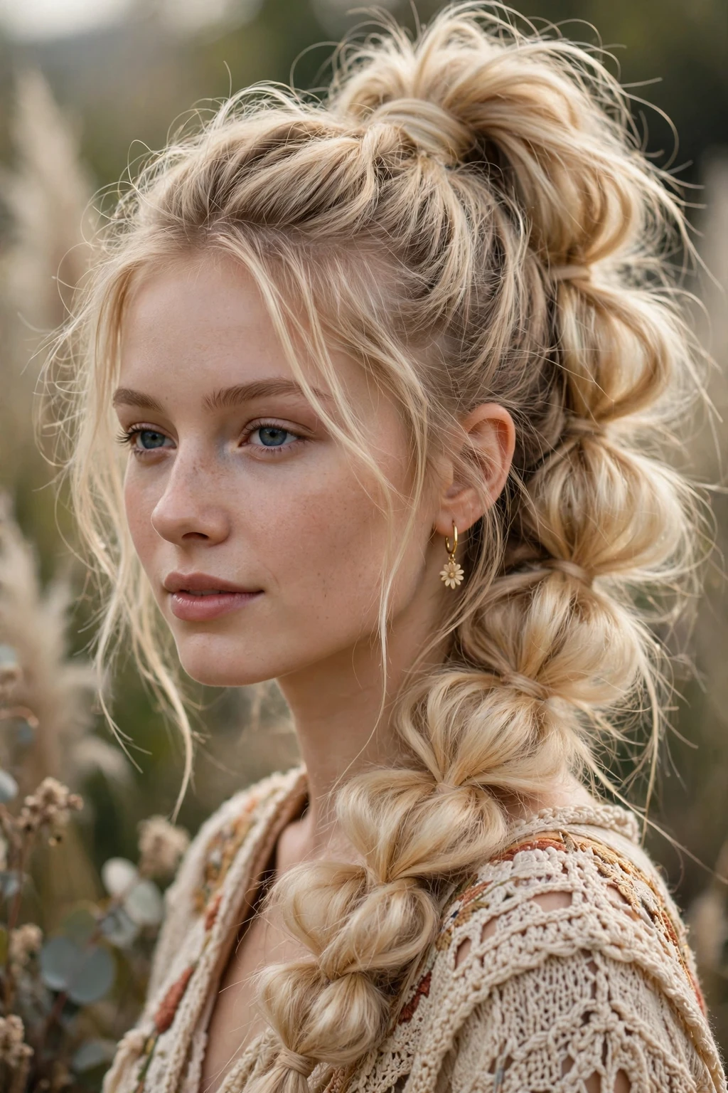 15. High Pull-Through Tousled Blonde Braid