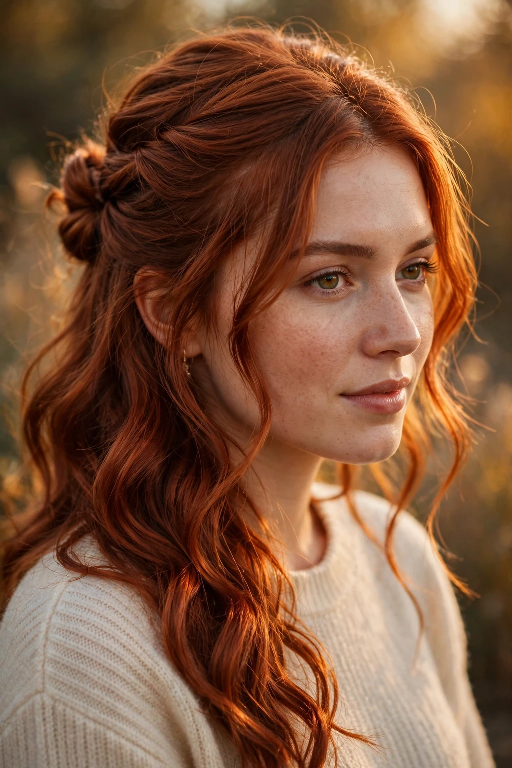 20. Half-Up Wavy Copper Hair