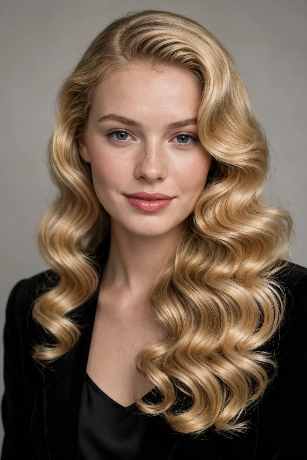 21. Long Blonde Hair With Classic Curls