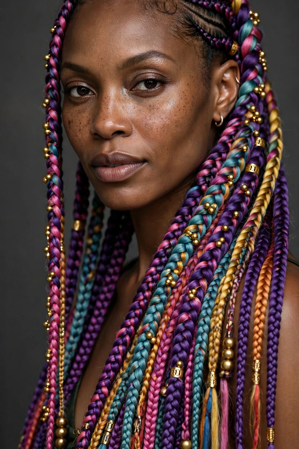 23. Multi-Colored Long Fulani Braids