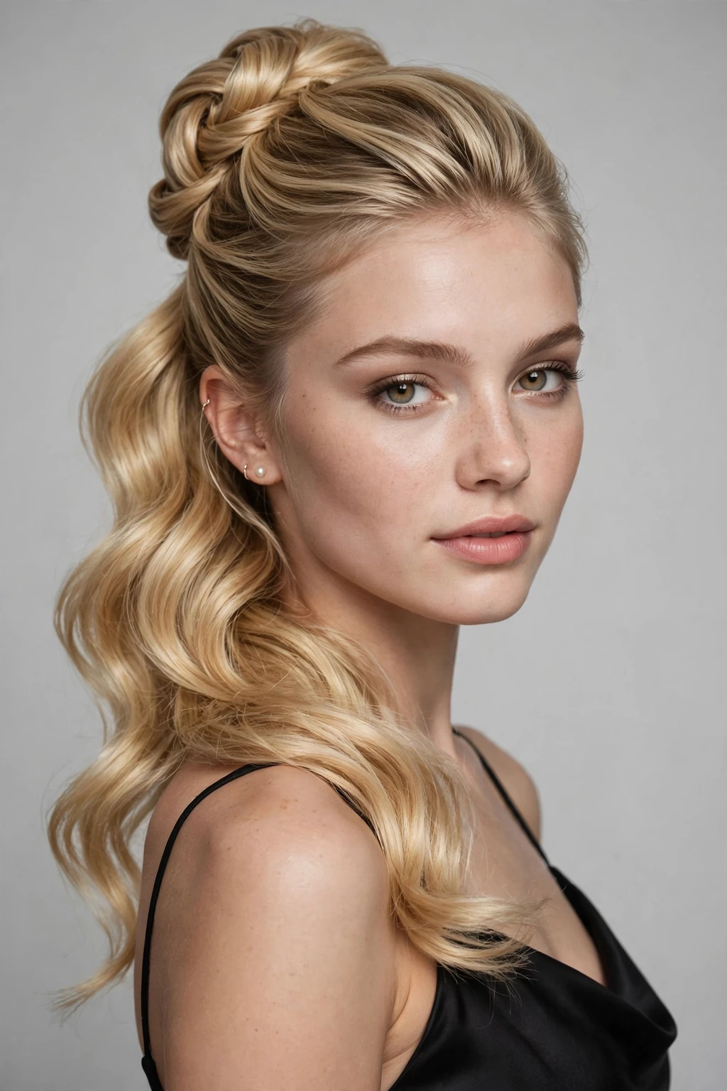 25. Blonde Updo With a Wavy Ponytail