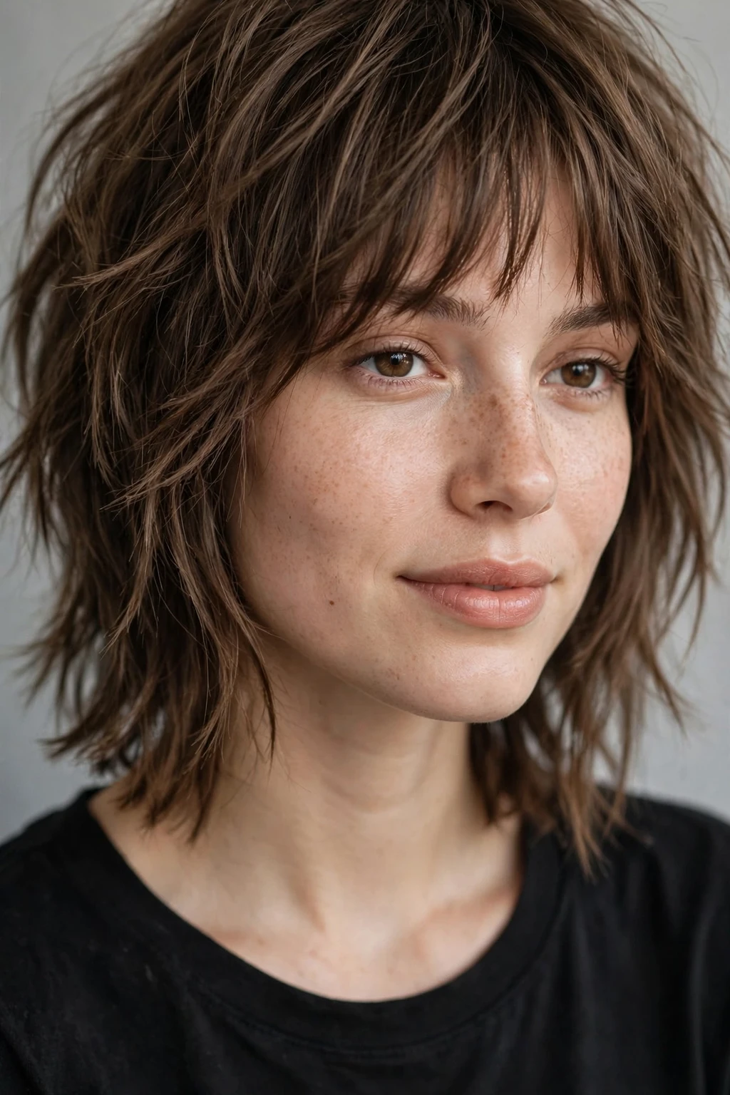 Shaggy Lob: 20 Chic Ideas to Try 5 3. Choppy Textured Lob Paired With Soft Bangs