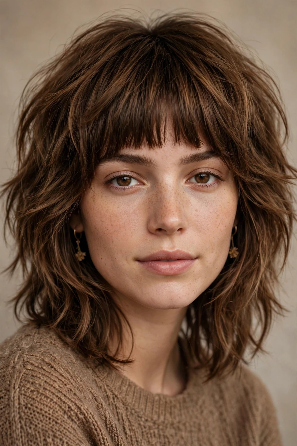 Shaggy Lob: 20 Chic Ideas to Try 11 9. Earthy-Toned Soft Lob With Bold Heavy Bangs