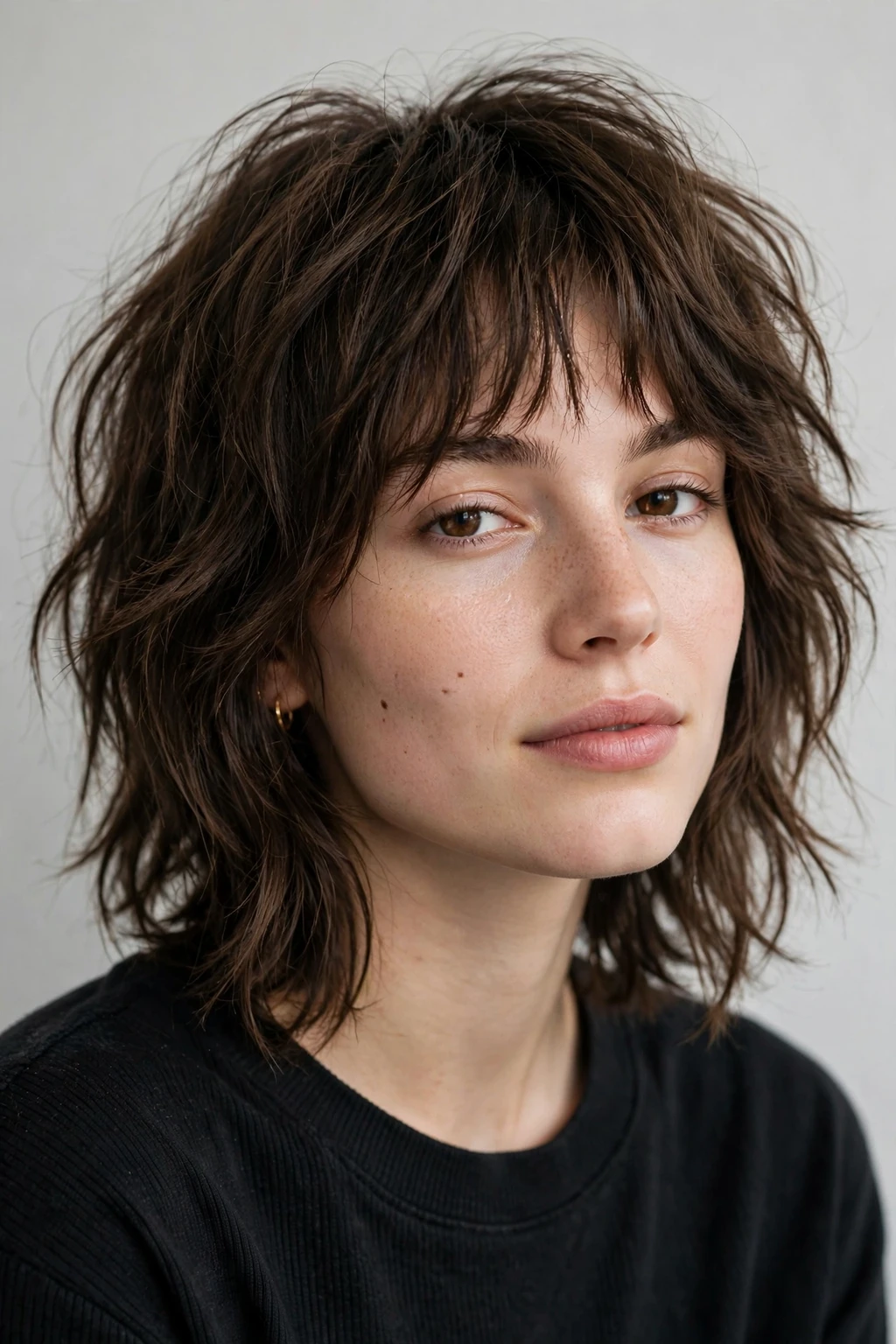 Shaggy Lob: 20 Chic Ideas to Try 13 11. Effortless Soft Lob With Piece-Y Choppy Bangs