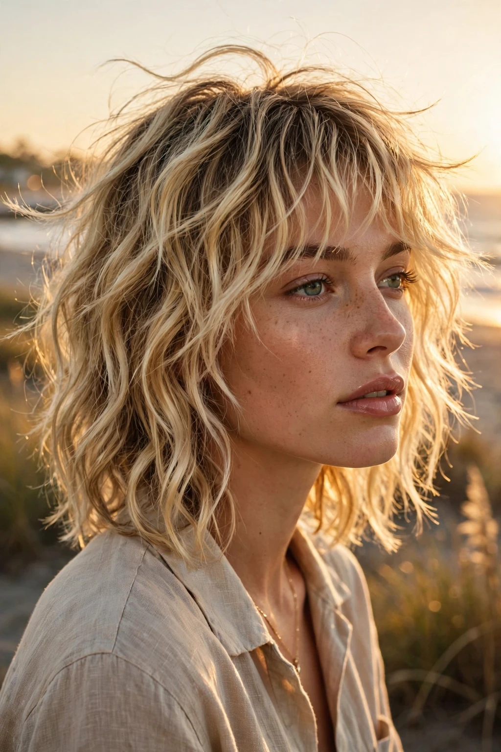 Shaggy Lob: 20 Chic Ideas to Try 17 15. Sun-Kissed Bleached Blonde Wavy Lob