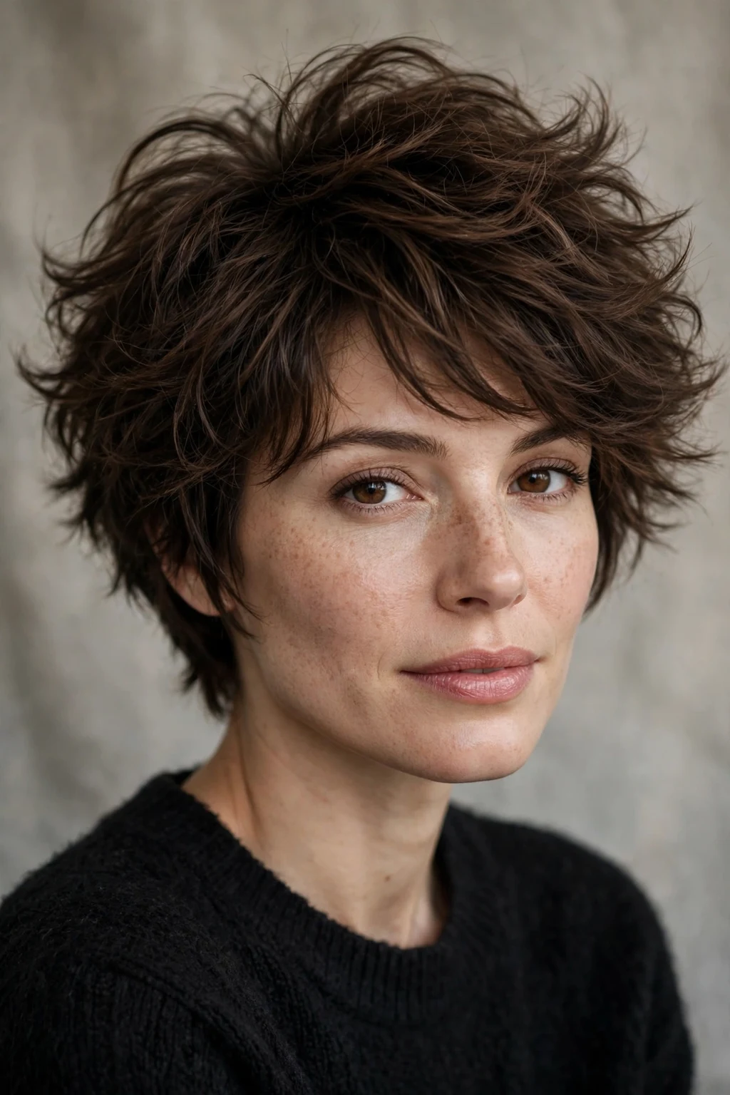 Layered Haircut: 30 Gorgeous Ideas to Try 12 10. Fluffy Short Brunette With Airy Layers