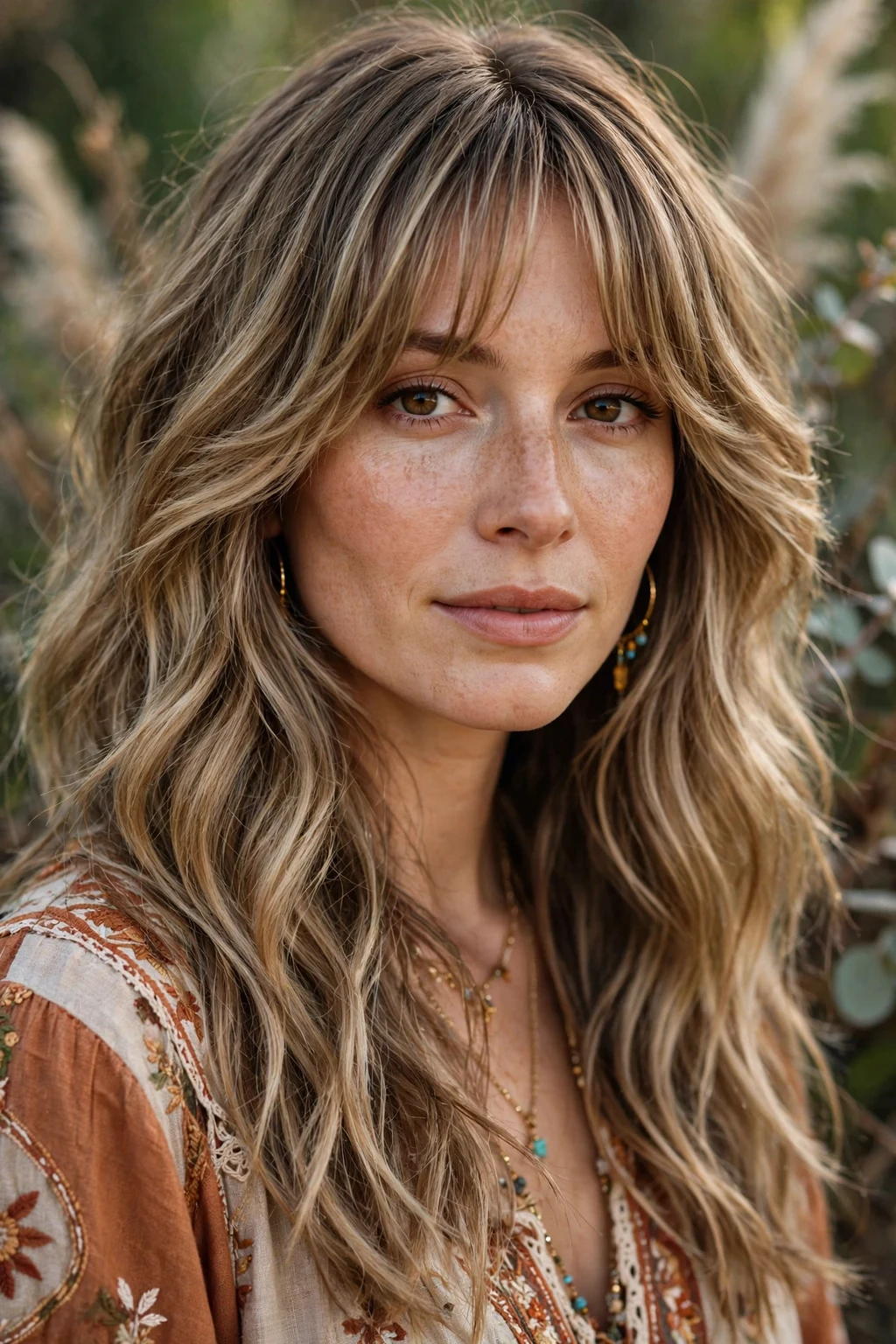 Layered Haircut: 30 Gorgeous Ideas to Try 14 12. Bronde Waves With Curtain Bangs