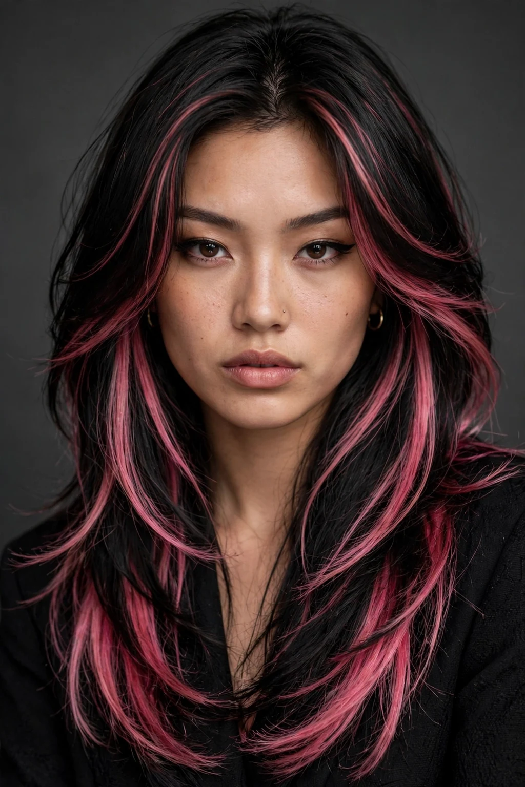 Layered Haircut: 30 Gorgeous Ideas to Try 18 16. Black Layers With Raspberry Highlights