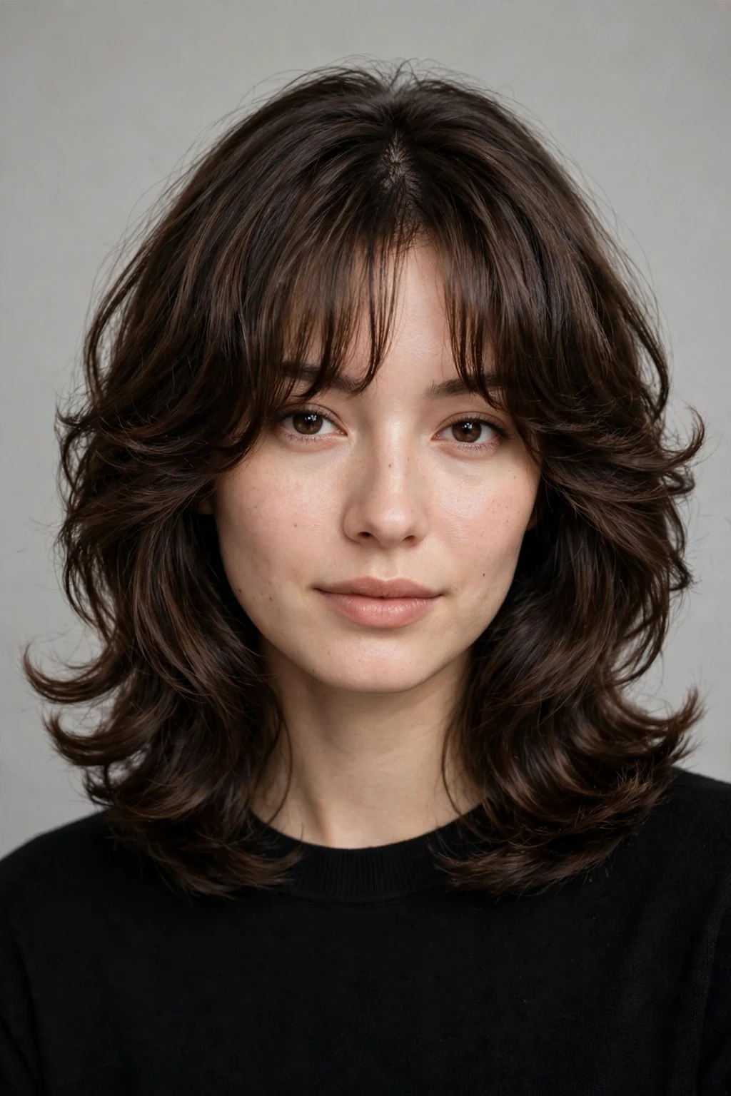 Layered Haircut: 30 Gorgeous Ideas to Try 25 23. Bouncy Medium Layers With Curtain Bangs