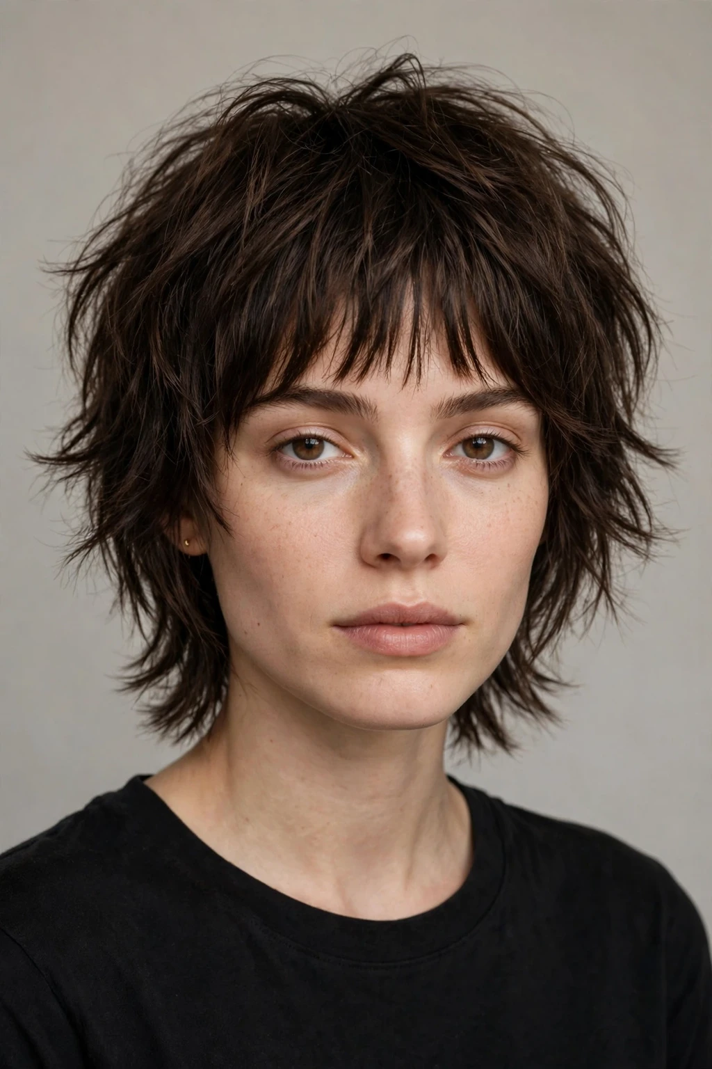 4. Choppy Brunette Shag With Fringe