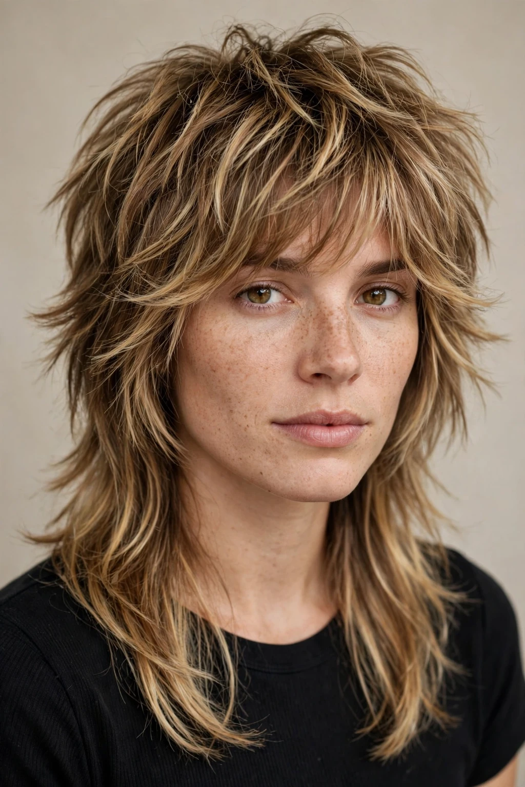 9. Bronde Shag Mullet With Wispy Layers