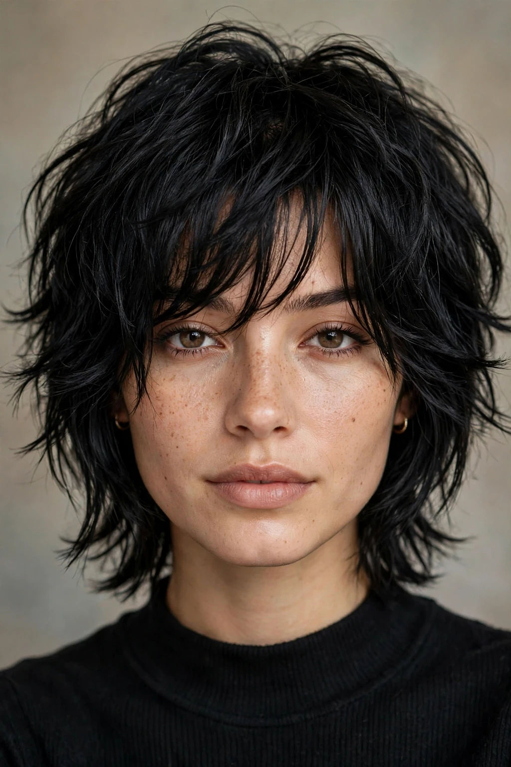 10. Tousled Jet-Black Shag