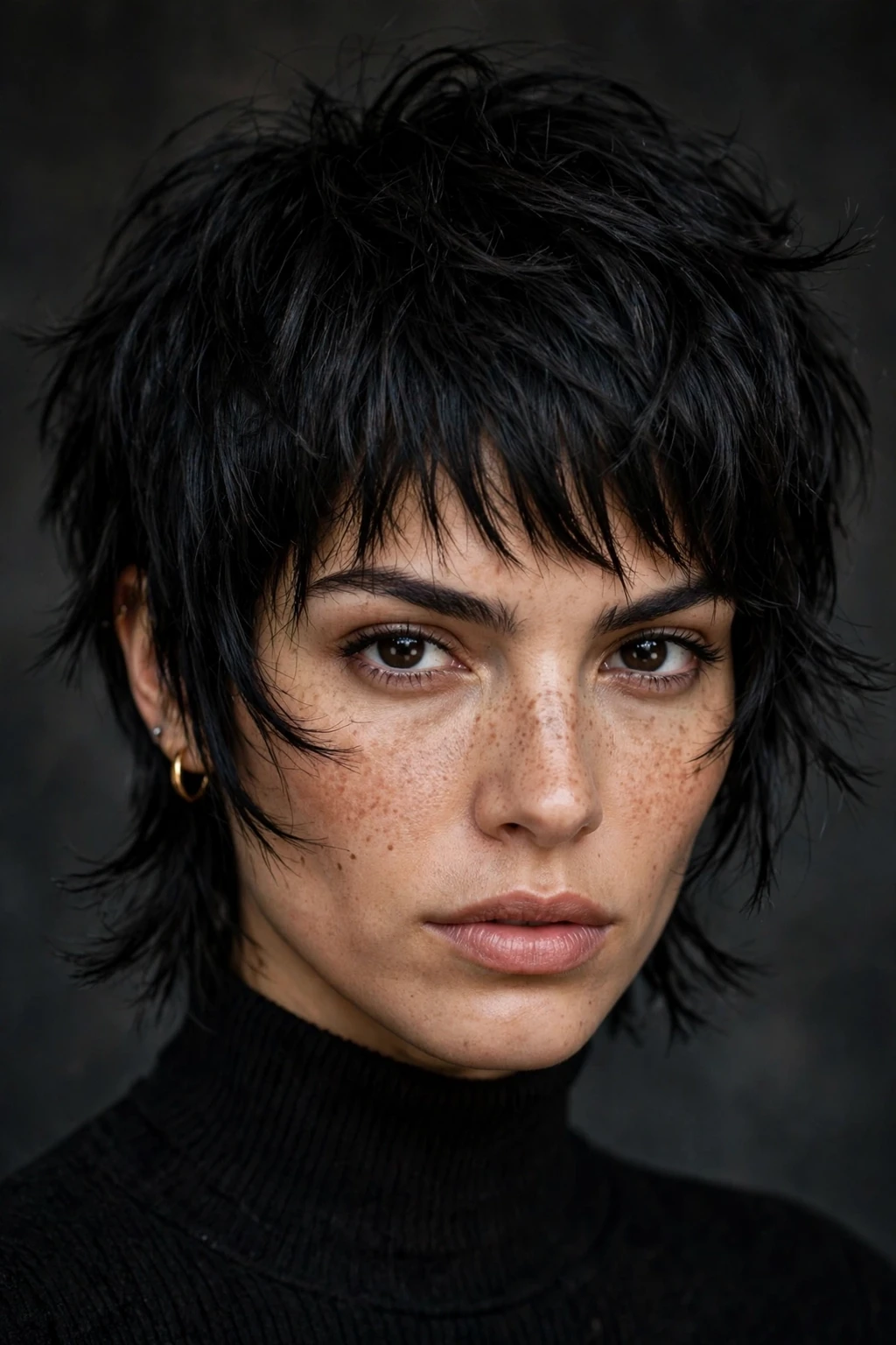 18. Razor-Cut Shaggy Pixie on Black Hair