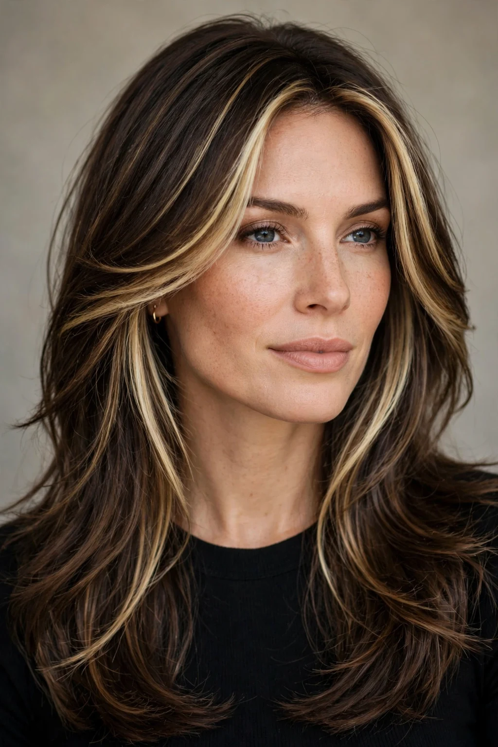 California Brunette: 20 Gorgeous Ideas to Try 14 12. Long Layers with Face-Framing Highlights