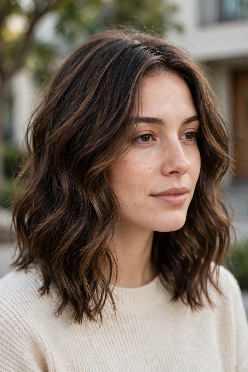 California Brunette: 20 Gorgeous Ideas to Try 19 17. Effortless Mid-Length Waves