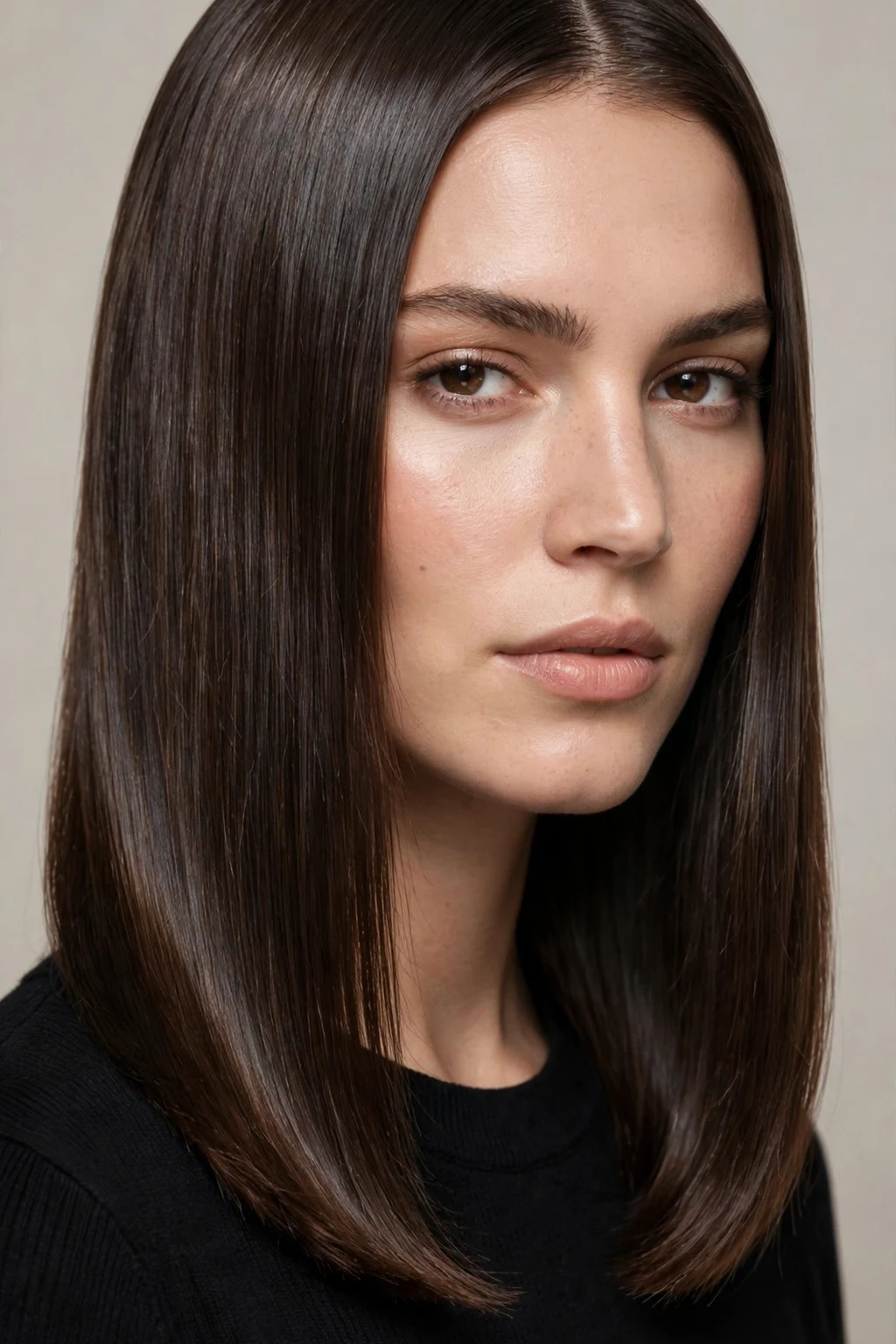 California Brunette: 20 Gorgeous Ideas to Try 21 19. Sleek Straight Cut with Mirror Shine