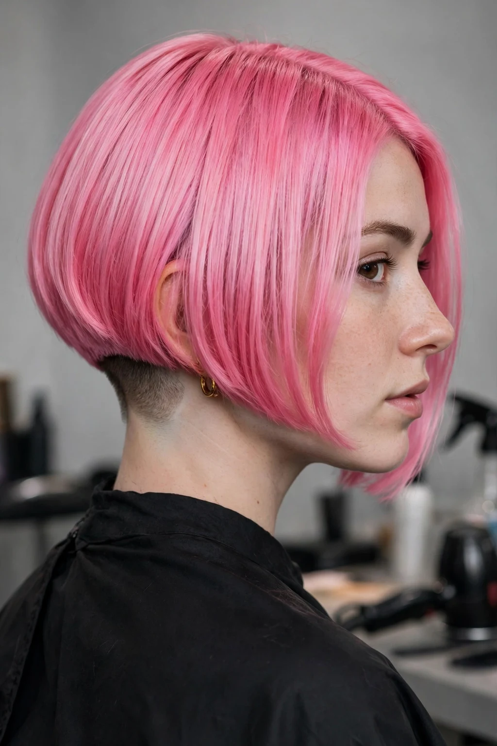 1. Bubblegum Pink Undercut Bob