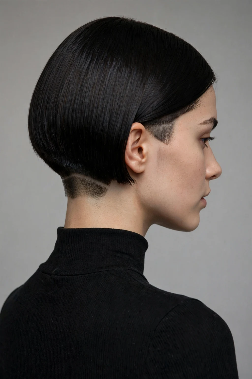 7. Sleek Straight Black Bob With a Subtle Undercut
