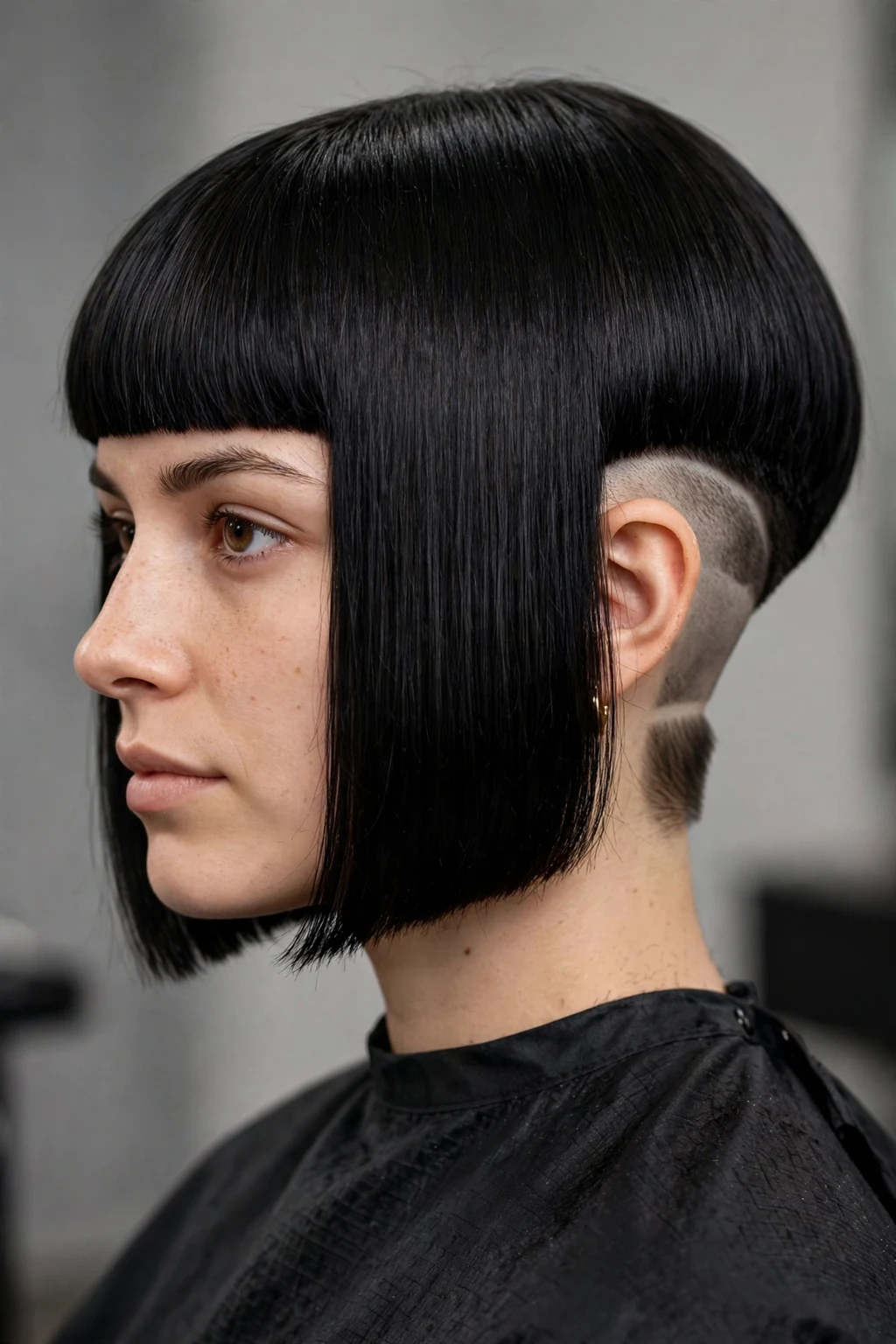 9. Thick Blunt Black Bob With a Bold Undercut