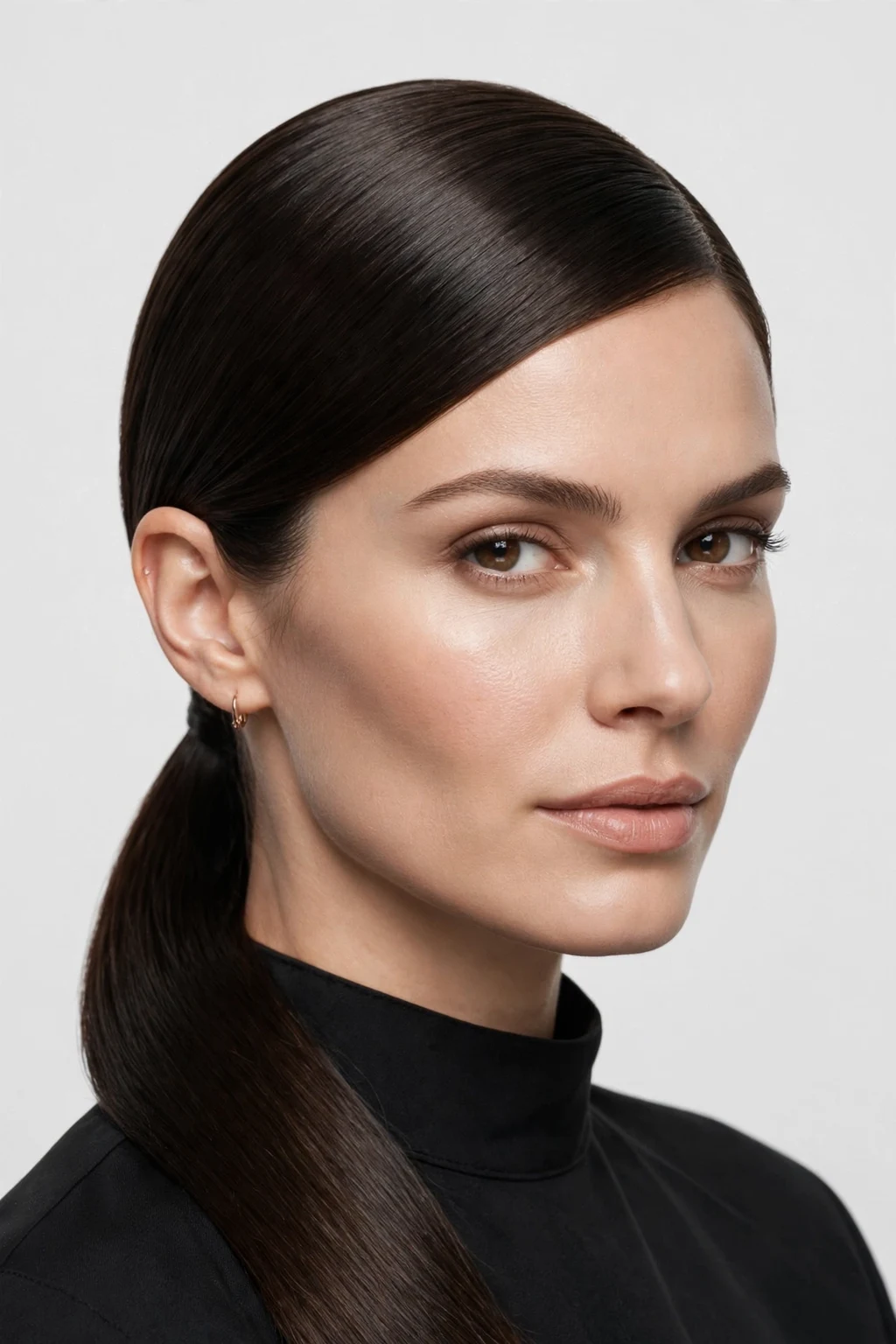 5. Sleek Side-Part Ponytail