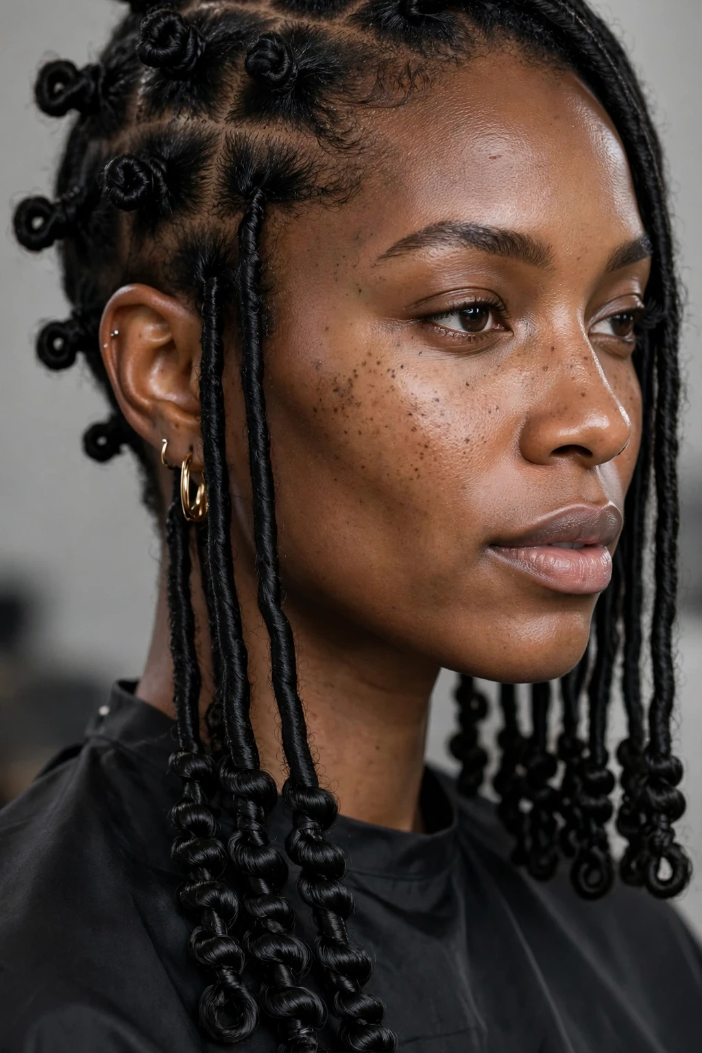 1. Knotted Locs in an Asymmetrical Bob
