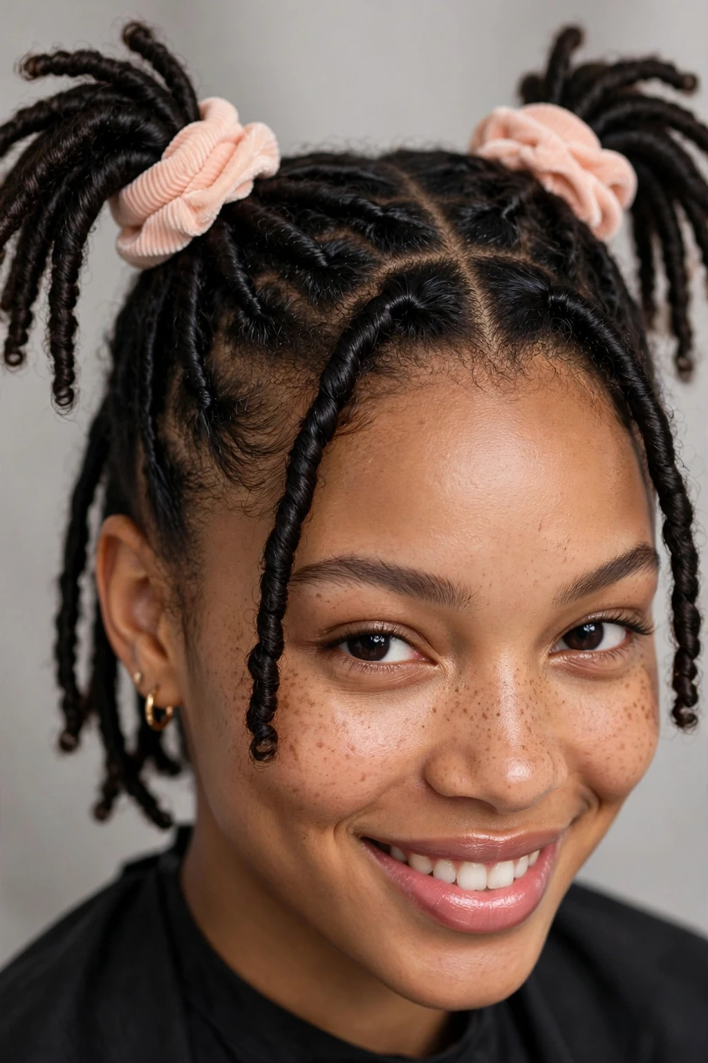 6. Short Locs Styled in Pigtails