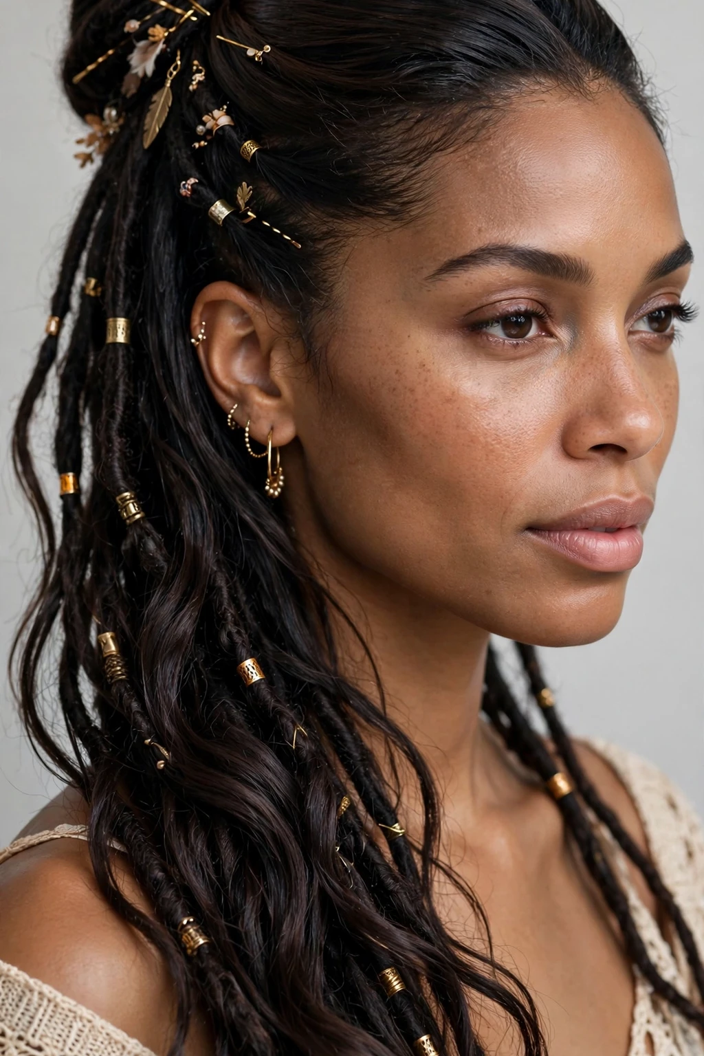 7. Half-Up Half-Down Bohemian Short Locs