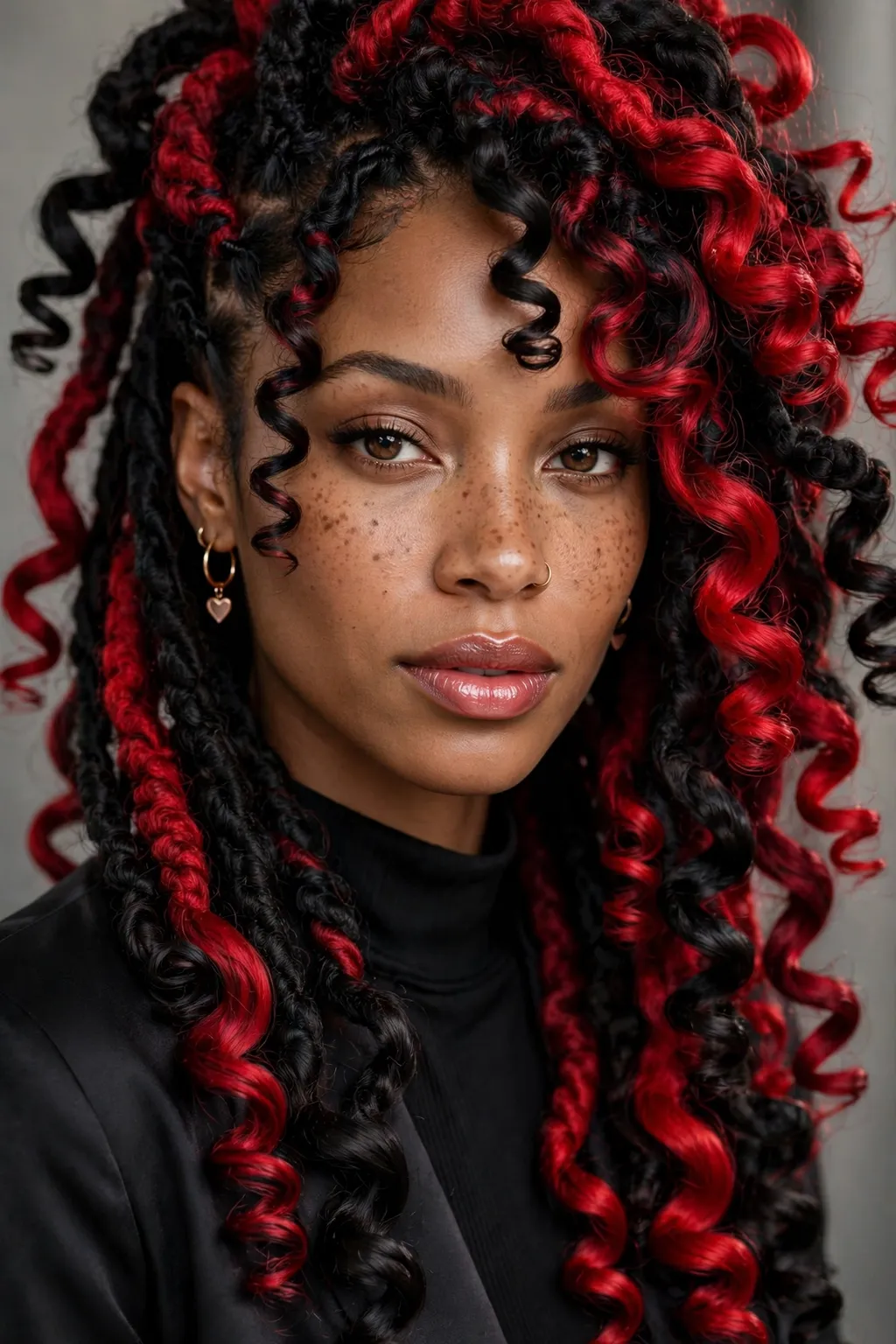 4. Curly Black and Red Locs