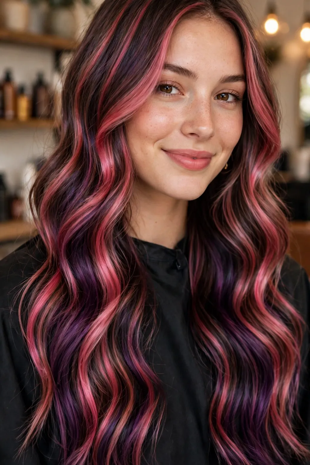 13. Beachy Waves With Berry Highlights