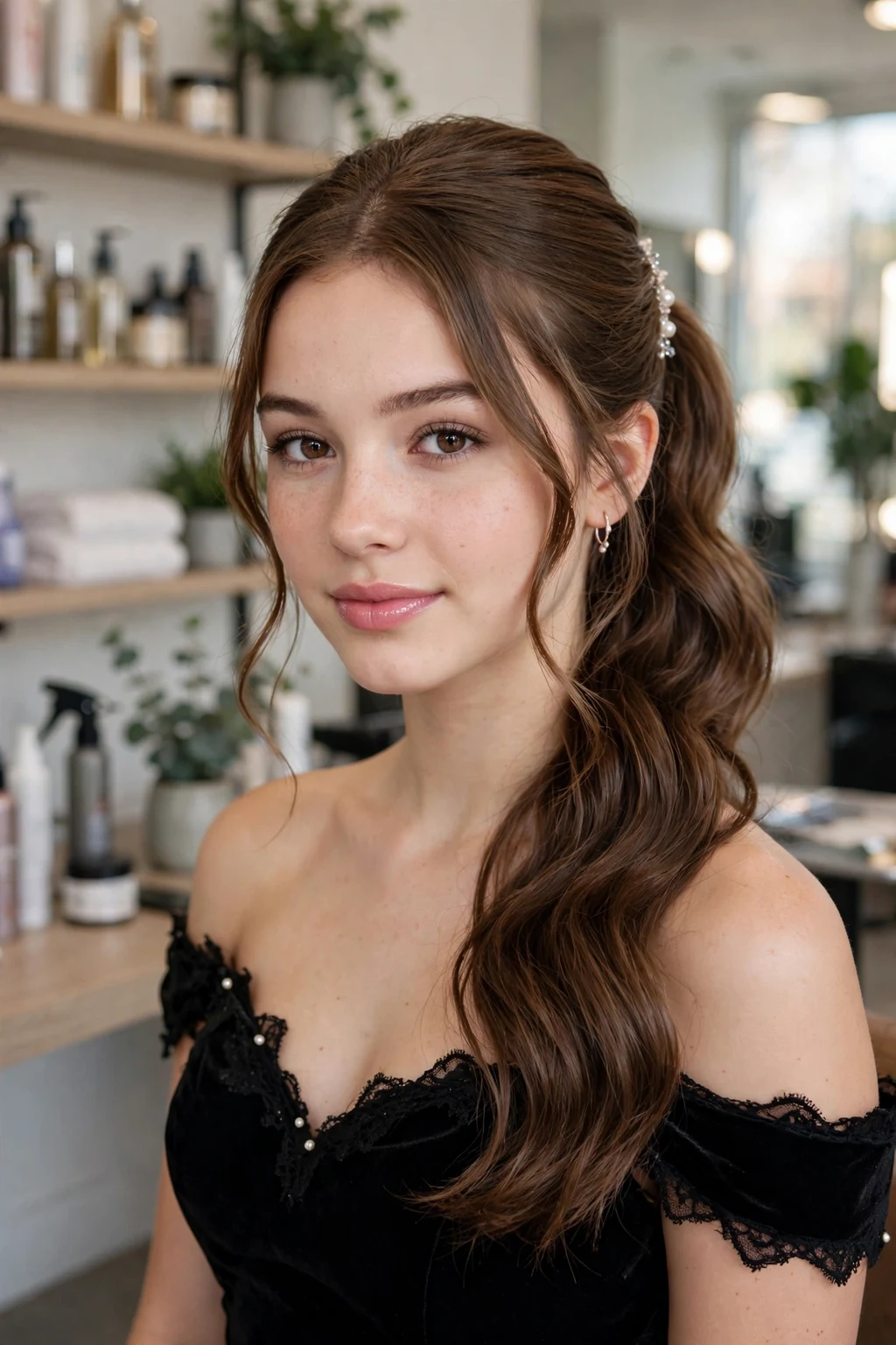 Prom Hairstyles: 20 Gorgeous Ideas to Try 4 2. Medium Wavy Half-Up Half-Down Ponytail