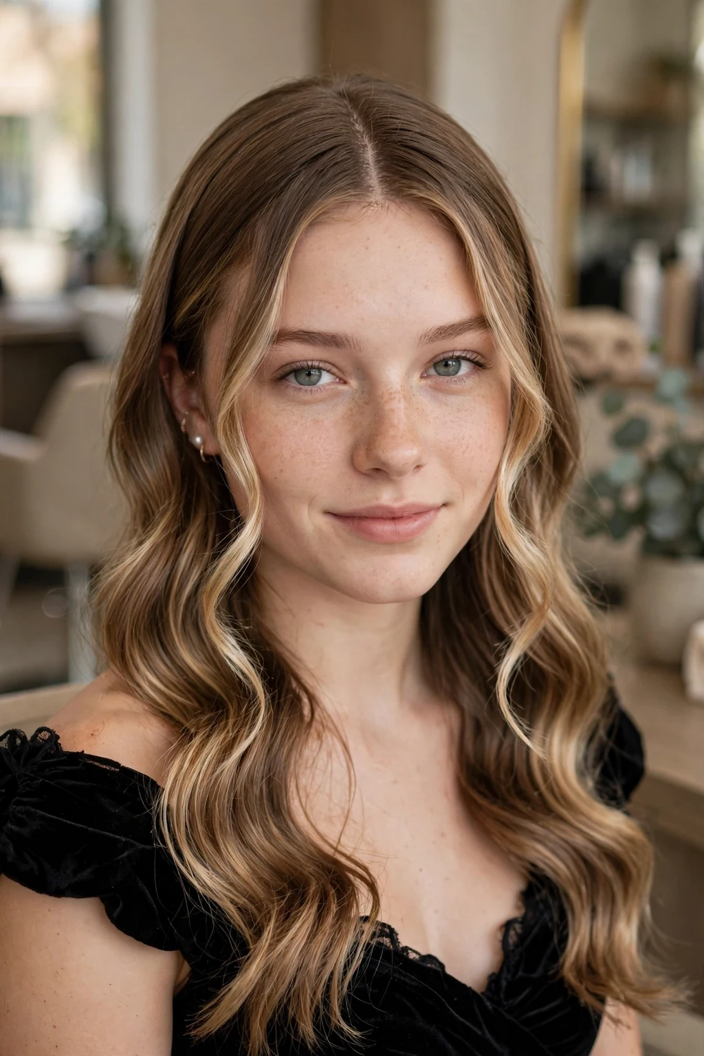 Prom Hairstyles: 20 Gorgeous Ideas to Try 6 4. Classy Center Parted Bronde Wavy Hair With Tendrils