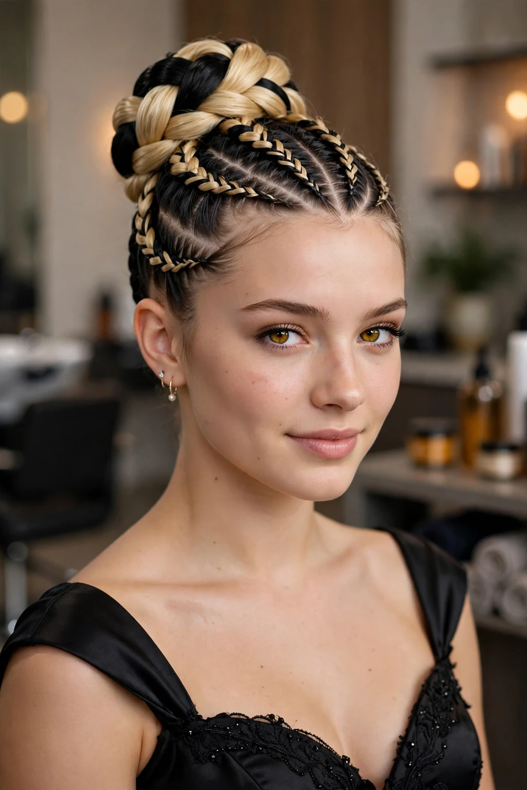 Prom Hairstyles: 20 Gorgeous Ideas to Try 9 7. Blonde Black Braided Cornrow Bun
