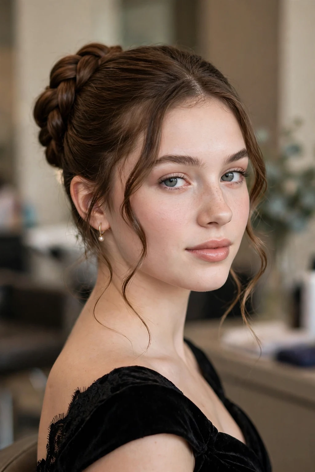 Prom Hairstyles: 20 Gorgeous Ideas to Try 12 10. Braided Bun With Wavy Tendrils