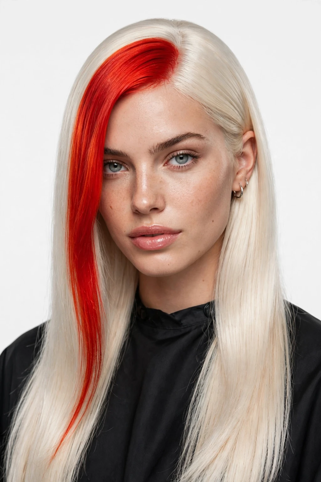 11. Fiery Red Stripe on Platinum Blonde