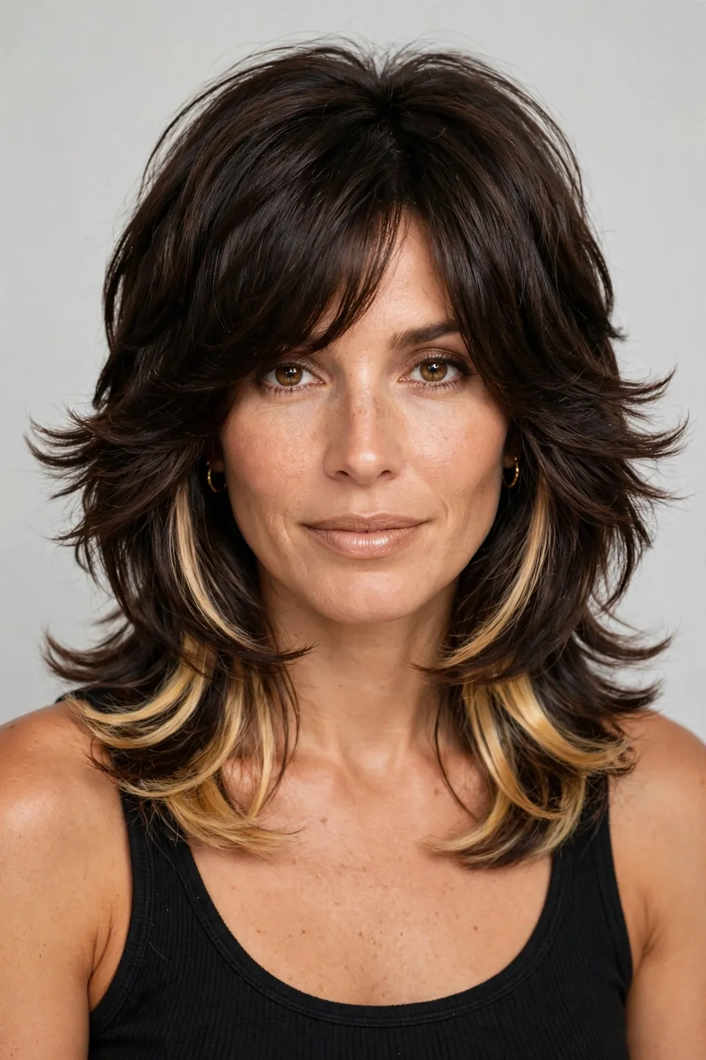 Medium Shag Haircuts: 25 Stylish Ideas to Try 7 5. 70s Shag With Blonde Peek-a-Boo Highlights