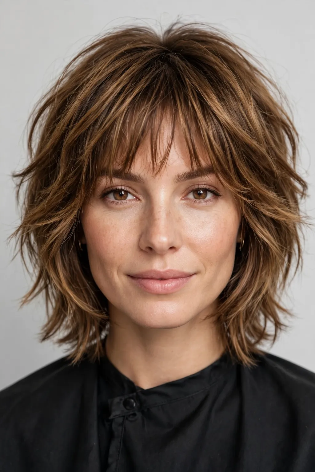 Medium Shag Haircuts: 25 Stylish Ideas to Try 8 6. Textured Medium Shag With Fringe