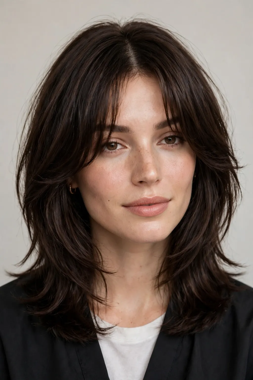 Medium Shag Haircuts: 25 Stylish Ideas to Try 10 8. Soft Shag With Curtain Bangs